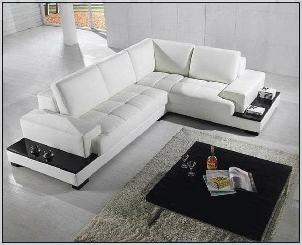White upholstered modern sofa