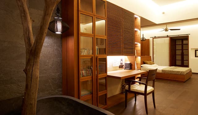 A study area in a bedroom