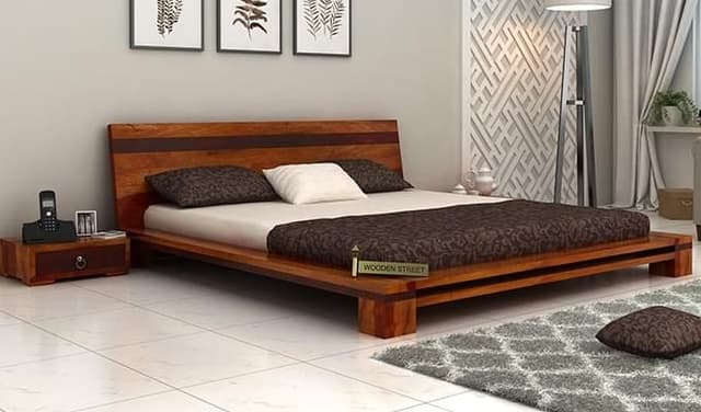 Low Height Wooden Rectangular Bed