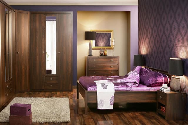 Dark Brown Wooden Finish Bedroom