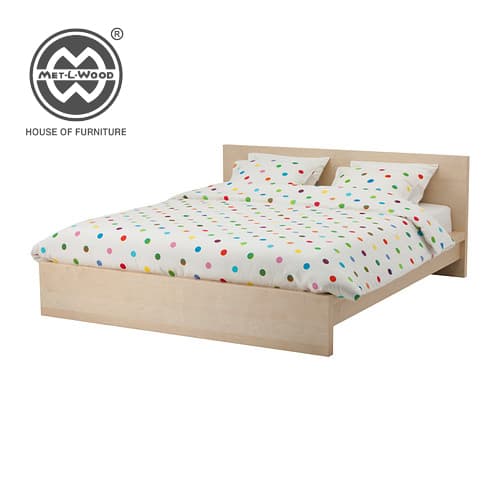 Bed Crafted from Light-Coloured Wood