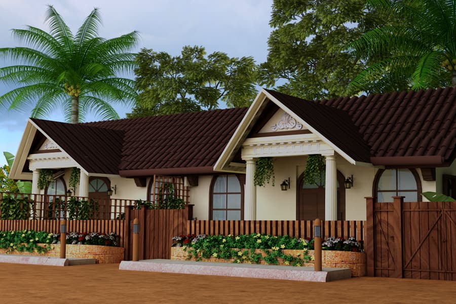 Single-Story Duplex with a Tropical Vibe and Greek Elements