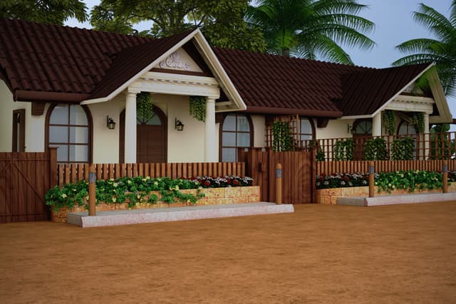 Single-Story Duplex with a Tropical Vibe and Greek Elements