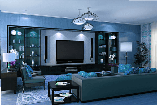 Modern Living Room With a Blue Theme