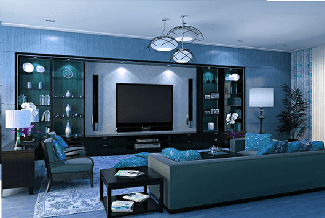 Modern Living Room With a Blue Theme