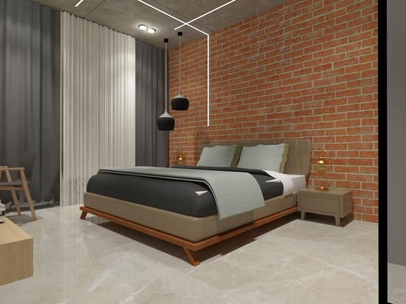 Modern Bedroom with a Rustic Touch