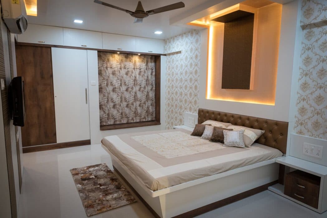 Modern White Coloured Bedroom
