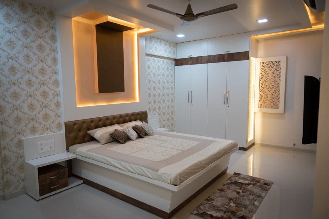 Modern White Coloured Bedroom