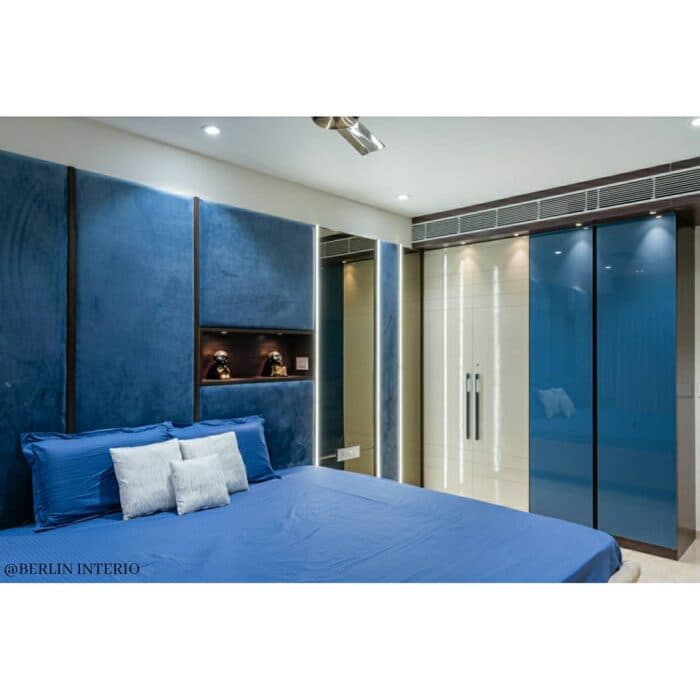 Modern Bedroom is Designed with a Soothing Blue and White