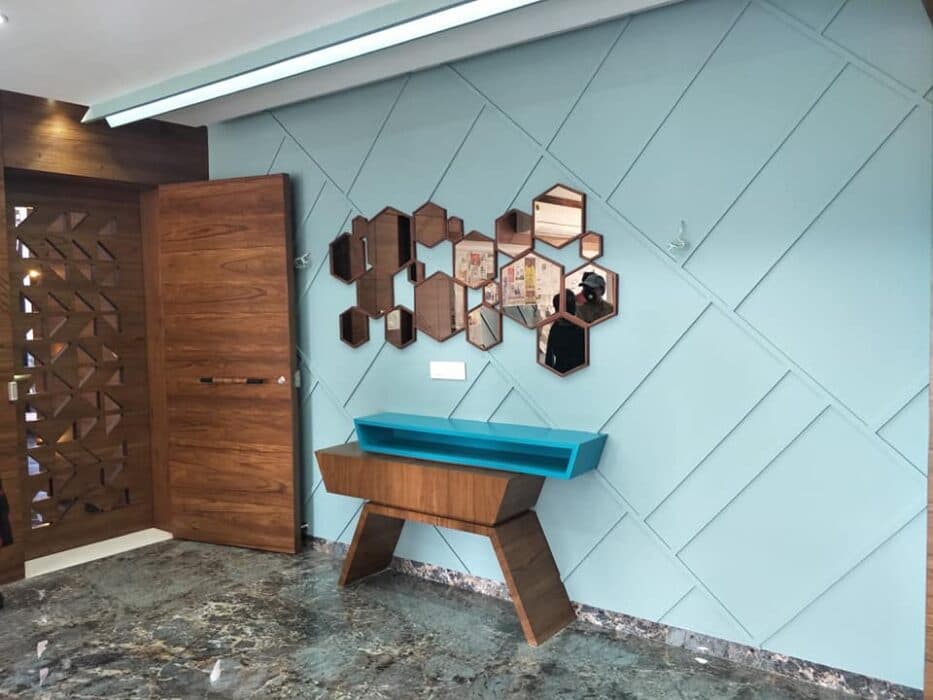 Ornate Blue Entryway Exudes Elegance and Sophistication