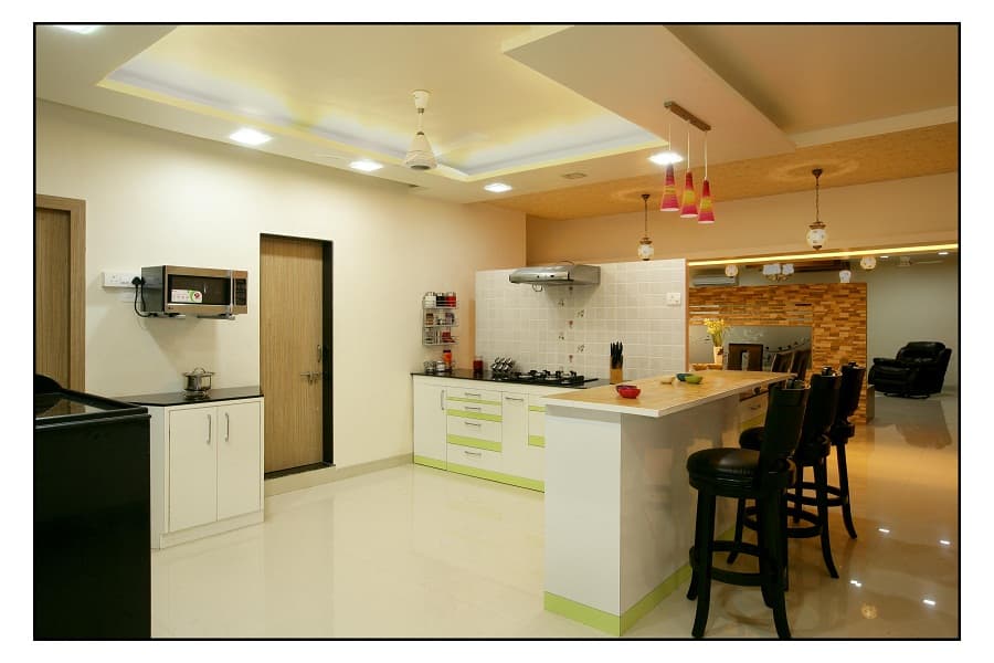 Contemporary Kitchen Styled in a Combination of White and Green Hues