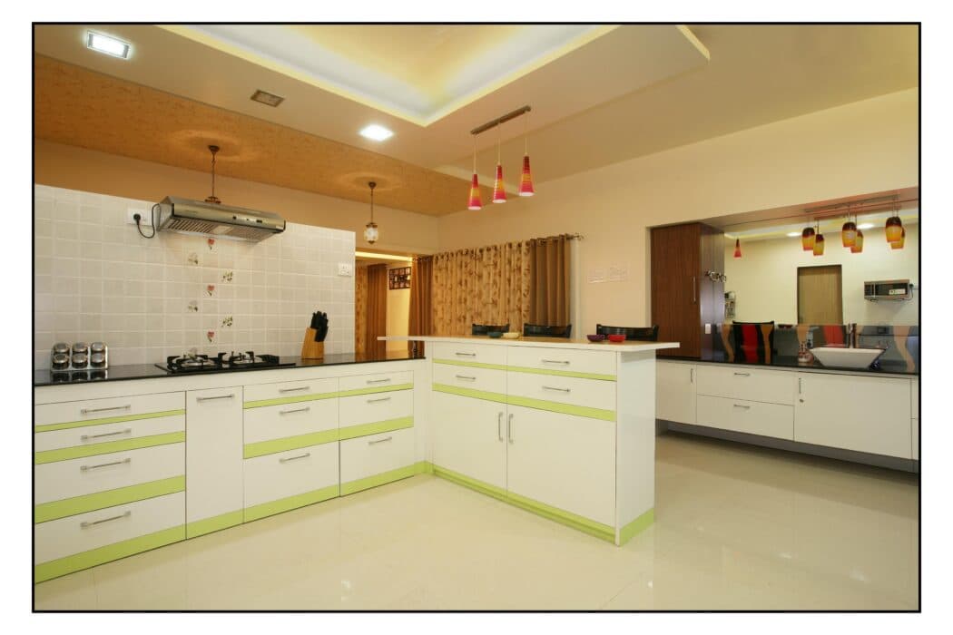 Contemporary Kitchen Styled in a Combination of White and Green Hues