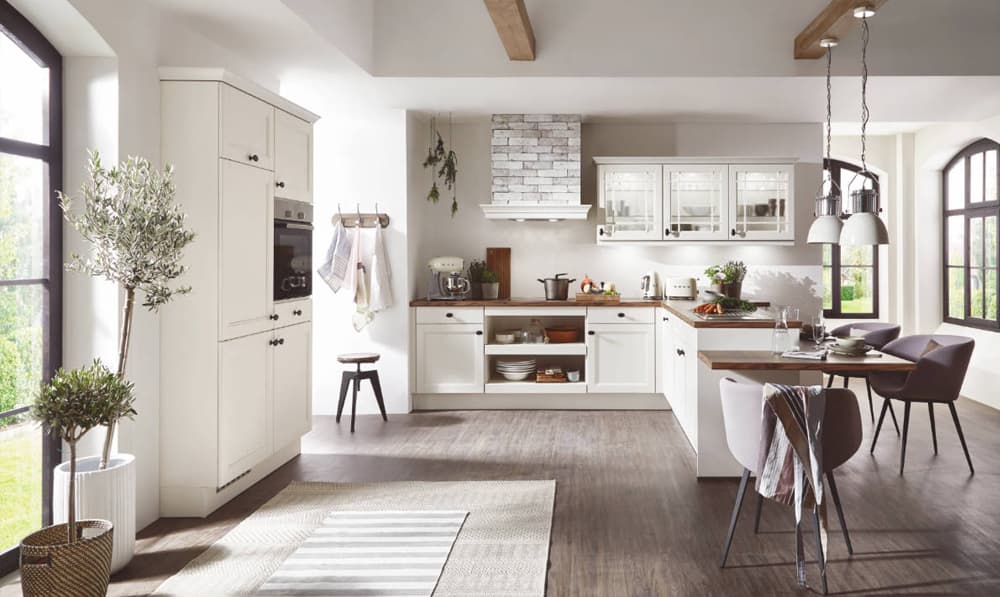 Modern Minimalistic Rustic Dining Area with a Kitchen