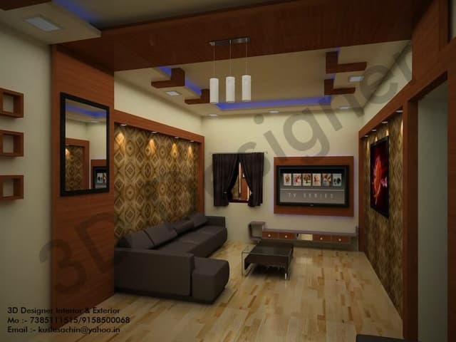 Polished Wooden Tile Flooring and a Beige False Ceiling