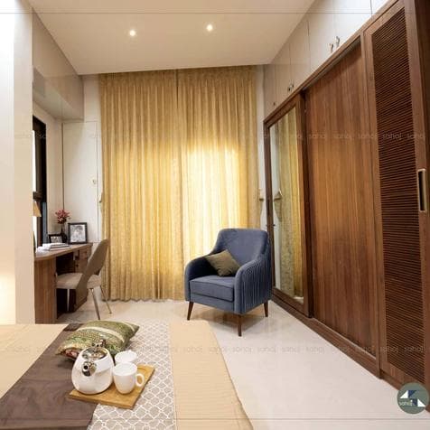 Blue Matt Finish Modern Chair with Wooden Legs