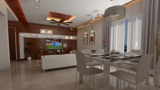 Contemporary Room Merging Both a Living Area and a Dining Space