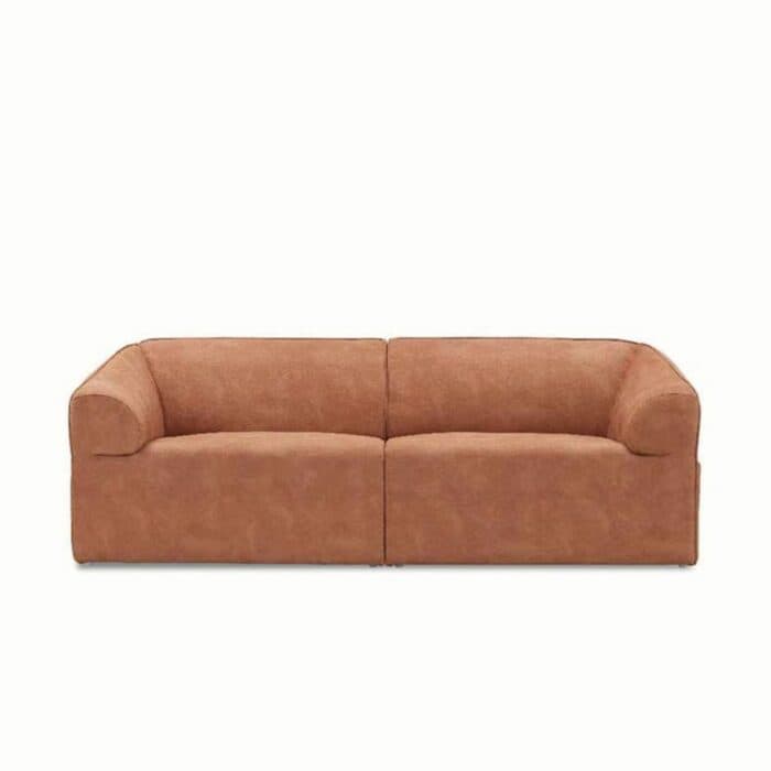 Tan Leather Sofa Takes with Clean and Minimalist Design