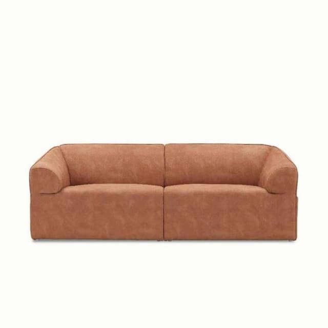 Tan Leather Sofa Takes with Clean and Minimalist Design