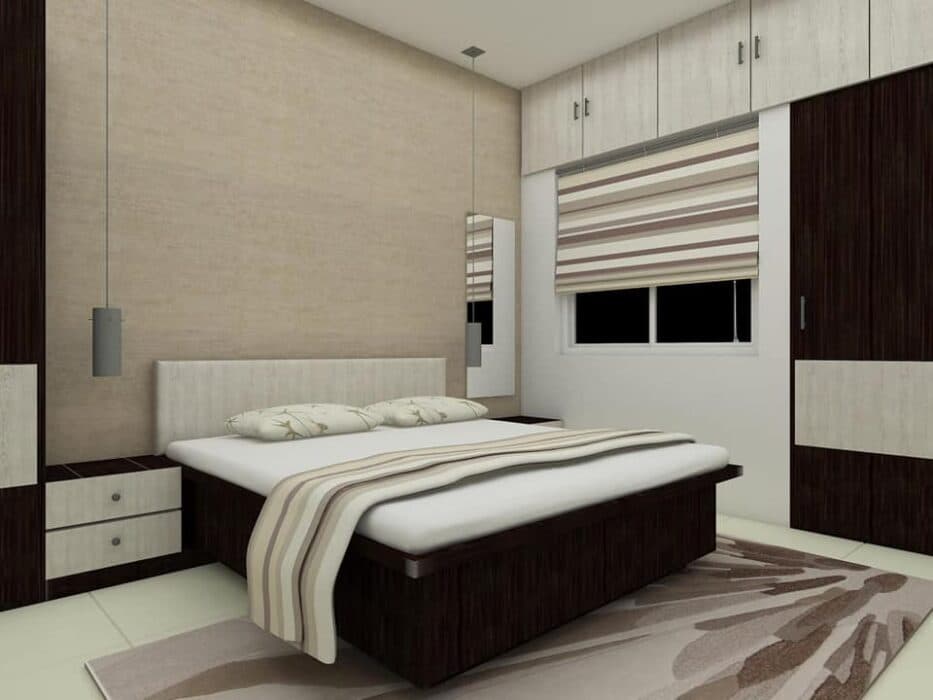 Black Box Bed Placed in a Brown Theme Bedroom