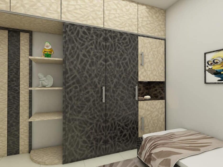 Modern Built in Wardrobe is Neatly Tucked into a Corner