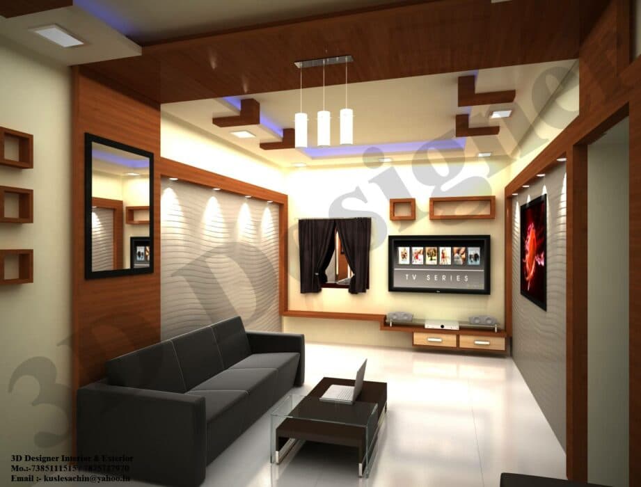 Modern Living Room with Grey Sofa and Coffee Table