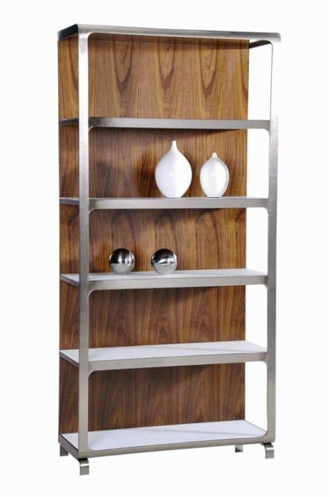 Open Showcase with a Wooden Backdrop