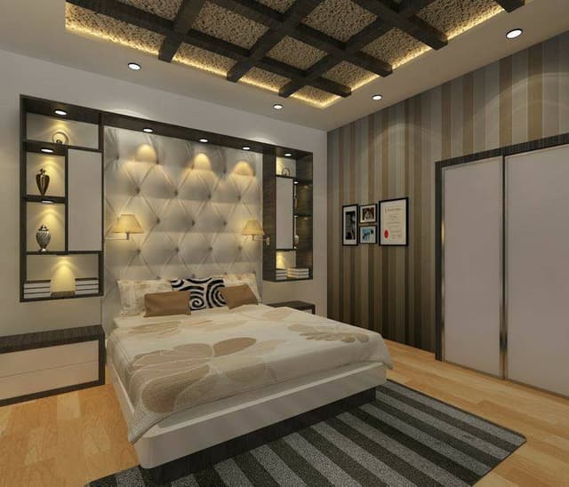 Luxurious Minimalistic Bedroom in Brown and White