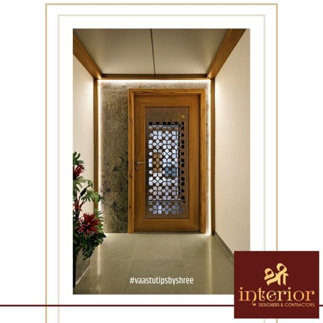 Wooden Door with an Intricate Glass