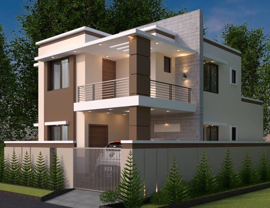 Facade Features a Calming Mix of Earthy Browns and Creamy Whites