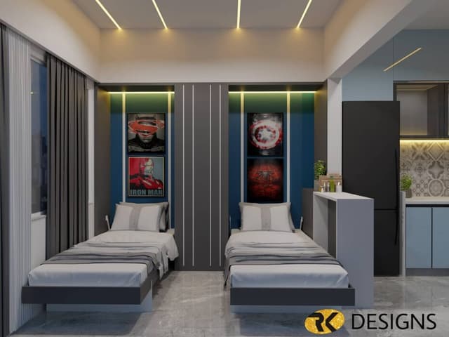 Twin Bed Layout Celebrates Pop Culture