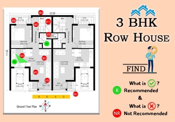 Plan Analysis of 3 BHK – Row house (135 sq. mt.)-Model – 01 – 1102030001 Plan Analysis of 3 BHK - Row house (135 sq. mt.)-Model