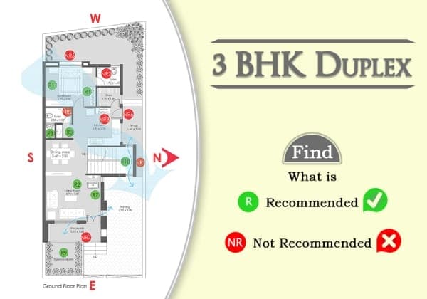 Plan Analysis of 3 BHK – Duplex (157 sq. mt.) – Ground Floor Plan – 01 – 1103030002 Plan Analysis of 3 BHK - Duplex (157 sq. mt.) - Ground Floor Plan