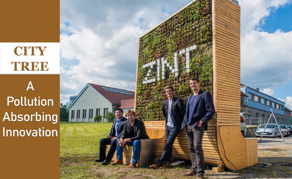 Green City Solutions Team in Front of City Tree Model – 01 – 0113110003 Green City Solutions Team in Front of City Tree Model