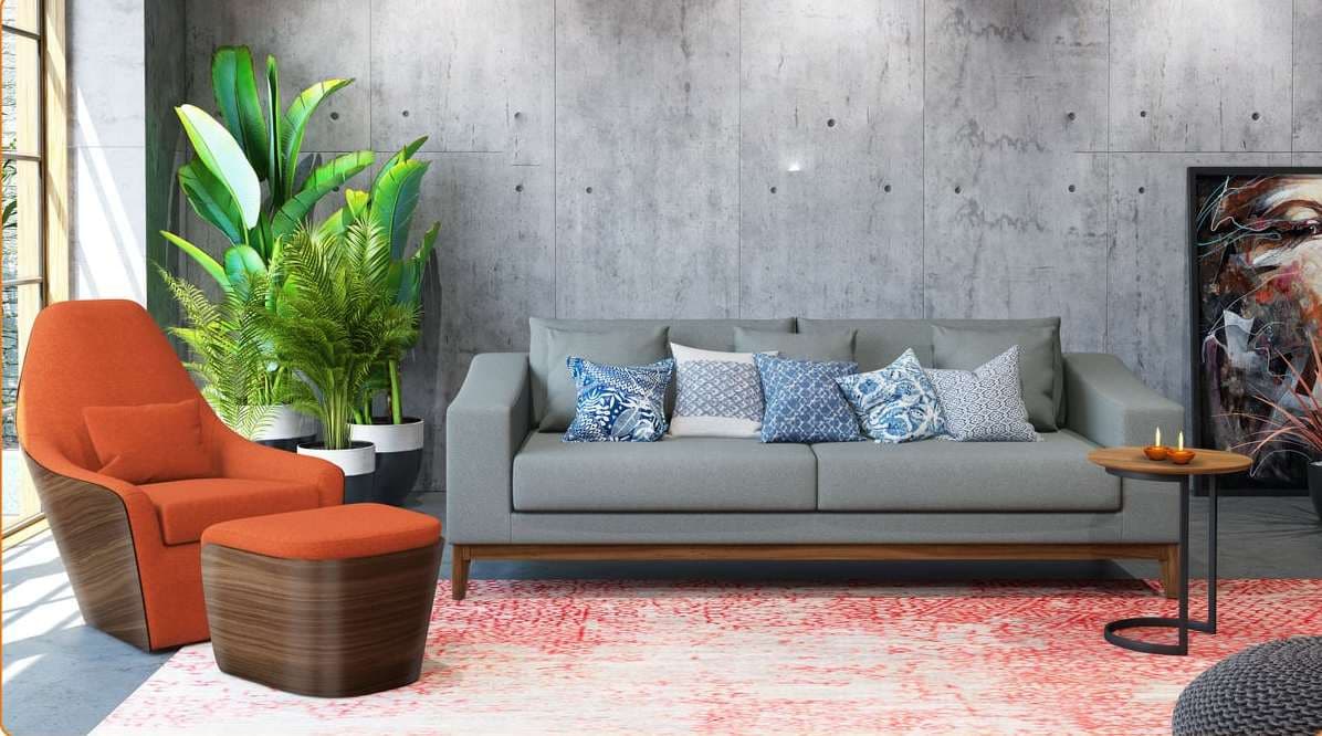 2-Seater-Grey-Upholstered-Sofa-with-Wooden-Frame-Legs Design Detail Banner 0