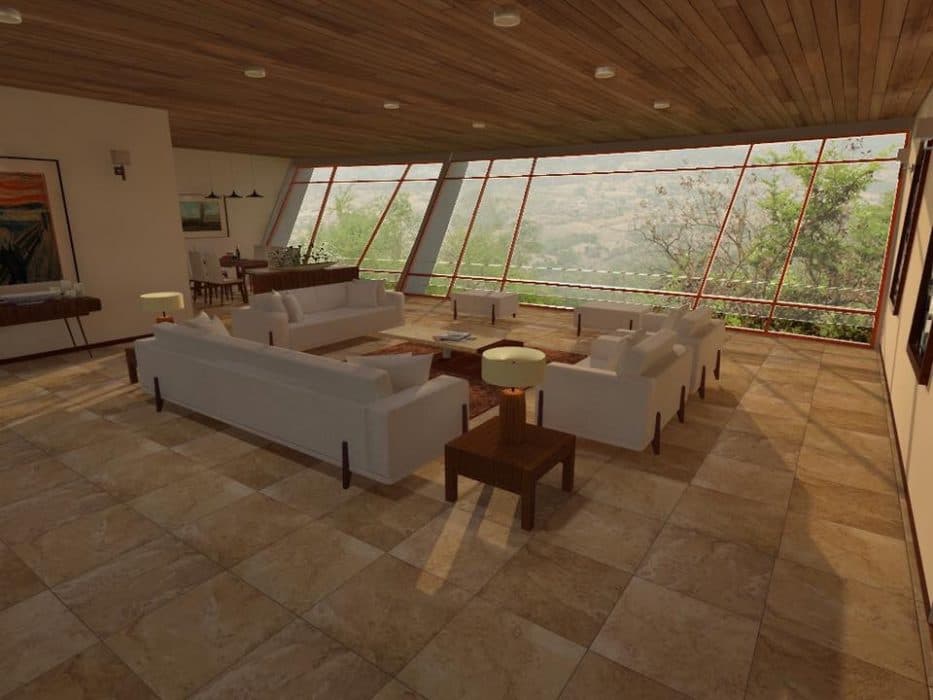 3D-View-of-Living-Room-incorporating-Square-Armed-Sofa-Set-Coffee-Table-Wooden-Side-Tables-with-Table-Lamps-placed-on-it-Floor-Lamps-Ottomans-Wooden-Unit-with-an-Indoor-Plant-placed-on-it. Design Detail Banner 0