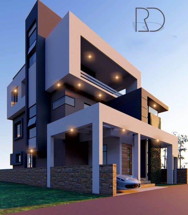 A-3-Storey-Residence-has-a-Combination-of-Three-Frames-in-elevation.-The-Front-Frame-on-Ground-Floor-creating-the-Entrance-Parking-Porch.-1 Swiper Content 0