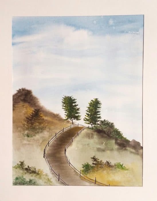 A-Bridge-Walk-Painting-on-Paper-with-Water-Colour-best-suitable-for-Home-Decor.-Its-Size-is-12-inch-X-16-inch.-This-Nature-Painting-is-Ready-for-Sale. Design Detail Banner 0