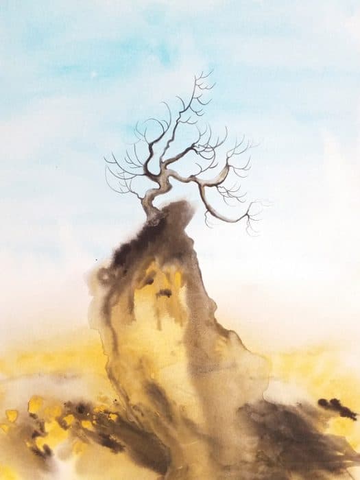 A-Deciduous-Bare-Tree_-Painting-on-Paper-with-Water-Colour-best-suitable-for-Home-Decor.-Its-Size-is-12-inch-X-16-inch.-This-Abstract-Painting Design Detail Banner 0