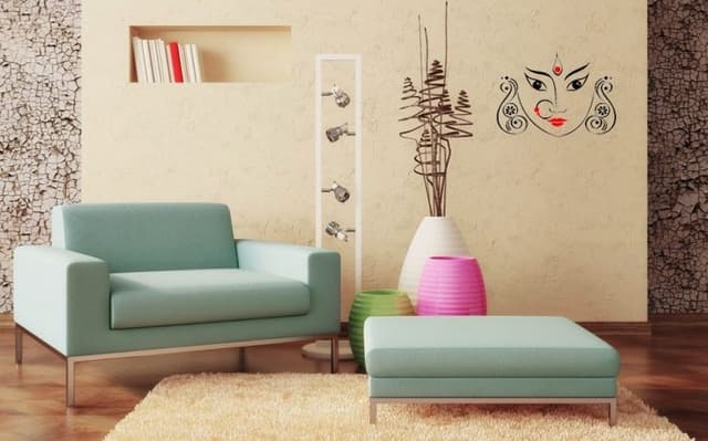 A-Single-Seater-Sky-Blue-Upholstered-Sofa-with-Squared-Armrest. Swiper Content 0