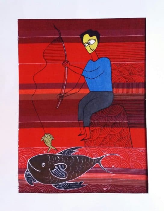 Abstract-Painting-A-Man-Catching-Fish.-This-Painting-is-done-with-Acrylic-on-Cotton-Cloth-for-Home-Decor.-This-Acrylic-Painting-is-Ready-for-Sale. Swiper Content 0