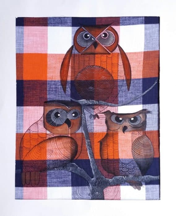 Abstract-Painting-Owls-On-Branches.-Painting-is-done-with-Acrylic-on-Cotton-Cloth-for-Home-Decor.-Its-Size-is-17-inch-X-21-inch.-This-Acrylic-Painting-is-Ready-for-Sale. Swiper Content 0