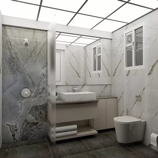 Bathroom-designed-with-Table-Top-Wash-Basin-Storage-Cabinet-below-the-Wash-Basin Bathroom designed with Table Top Wash Basin