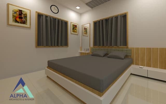 Bedroom-comprising-of-Wooden-Double-Bed-with-Storage-below-Floor-Mounted-Wooden-Side-Tables-Cushioned-Wooden-Headboard-on-Bed-Back-Wall Swiper Content 0