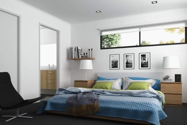 Bedroom-with-Wooden-Double-Bed-Floor-Mounted-Wooden-Side-Tables-with-Table-Lamps-on-it Swiper Content 0