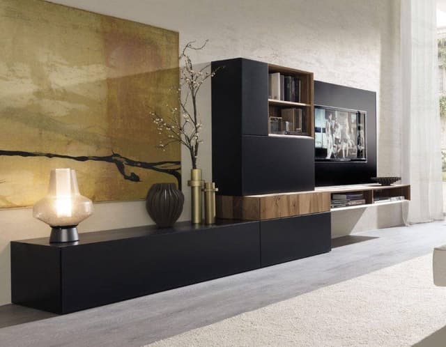 Black-T.V.-Unit-with-Wooden-Band Swiper Content 0