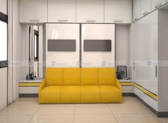 Childrens-Bedroom-accommodating-2-Wall-Mounted-convertible-Murphy-Single-Beds Swiper Content 1