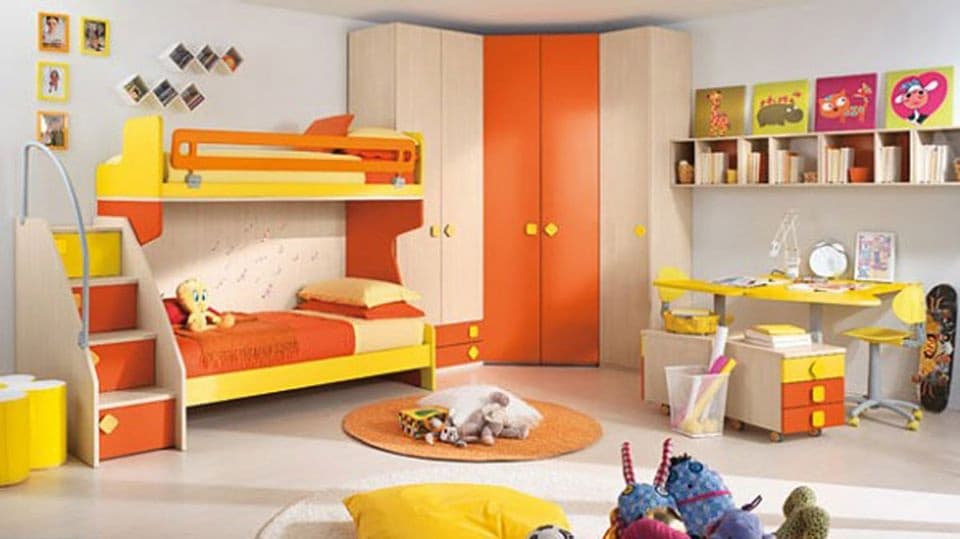 Childrens-Bedroom-in-Bright-Theme-incorporating-Bunk-Bed-with-attached-Staircase Design Detail Banner 0