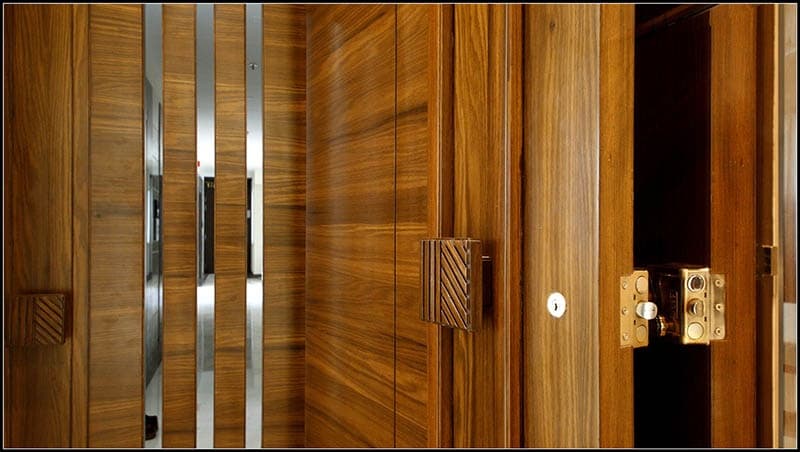 Combination-of-Entrance-Wooden-Doors-highlighted-with-Vertical-Groove-Wooden-Handle-2 Combination of Entrance Wooden Doors