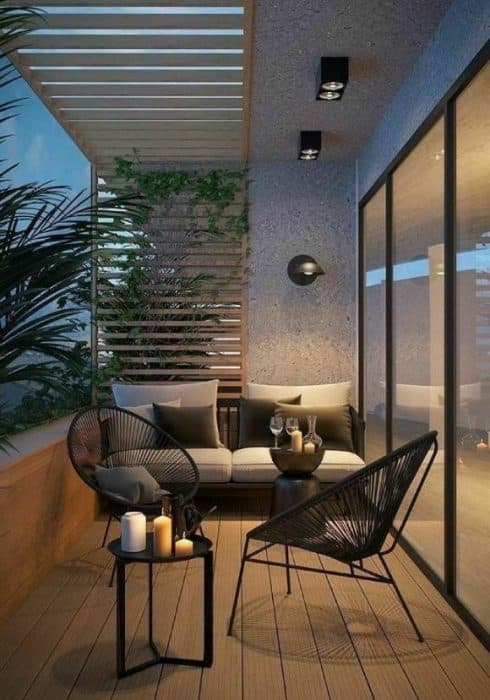 Contemporary-Balcony-incorporating-Outdoor-Metal-Framed-Chairs-with-Cushions Swiper Content 0