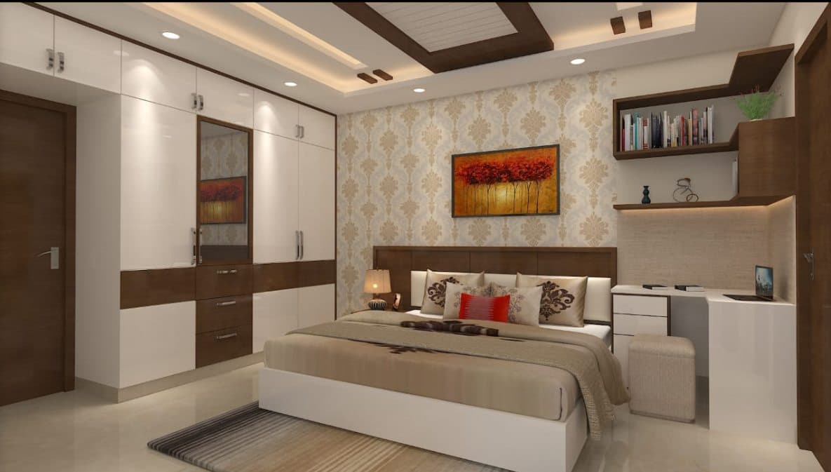 Contemporary-Bedroom-incorporating-Wooden-Bed Contemporary Bedroom incorporating Wooden Bed